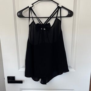 Black Sheer Strappy Tank Top